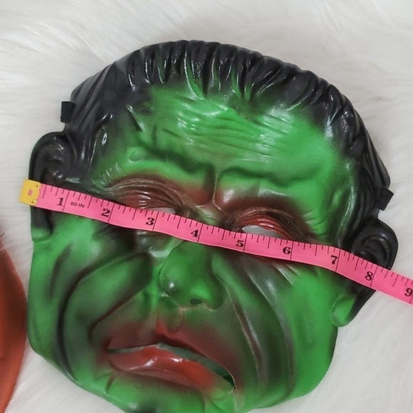 Vintage 90s Latex Halloween Masks Jack-o-lantern Pumpkin Frankenstein Monster 2 - Picture 12 of 15